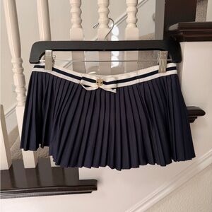 Juicy Couture Navy and White Pleated Mini Skirt